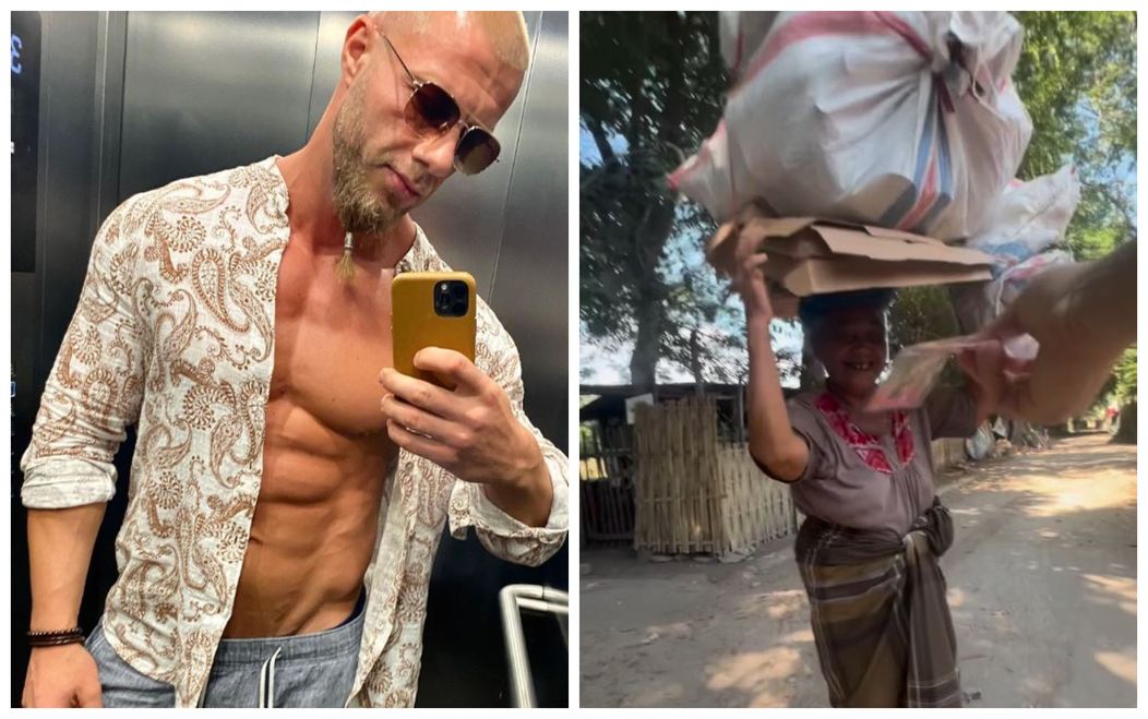 influencerul imparte bani in bali 