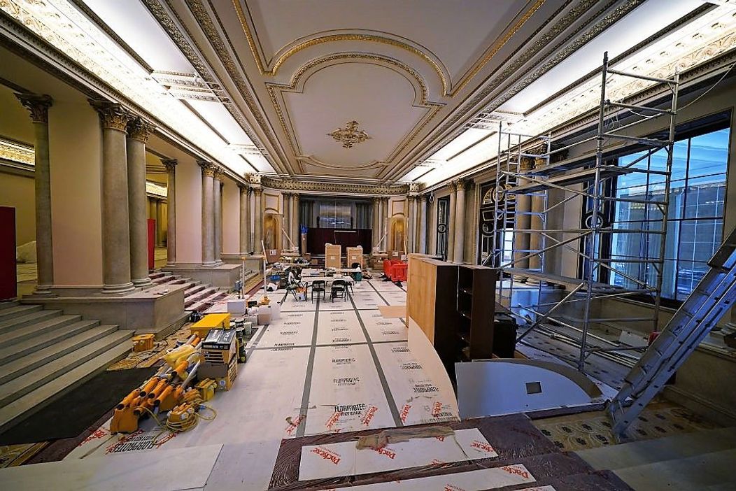 Lucrări de renovare la Palatul Buckingham din Londra, în desfășurare în vara anului 2021