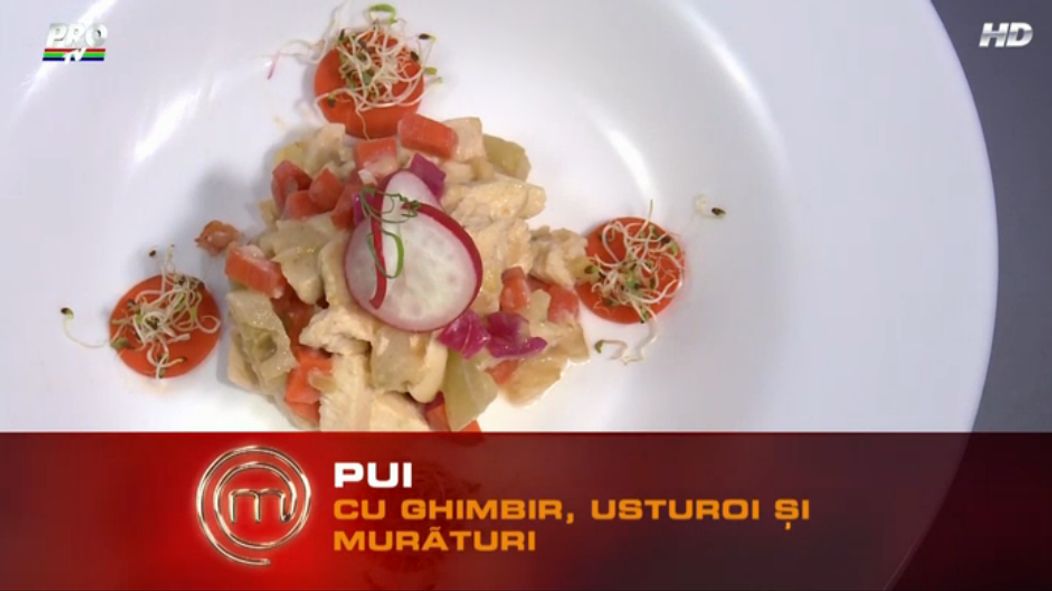 Pui cu ghimbir, usturoi si muraturi