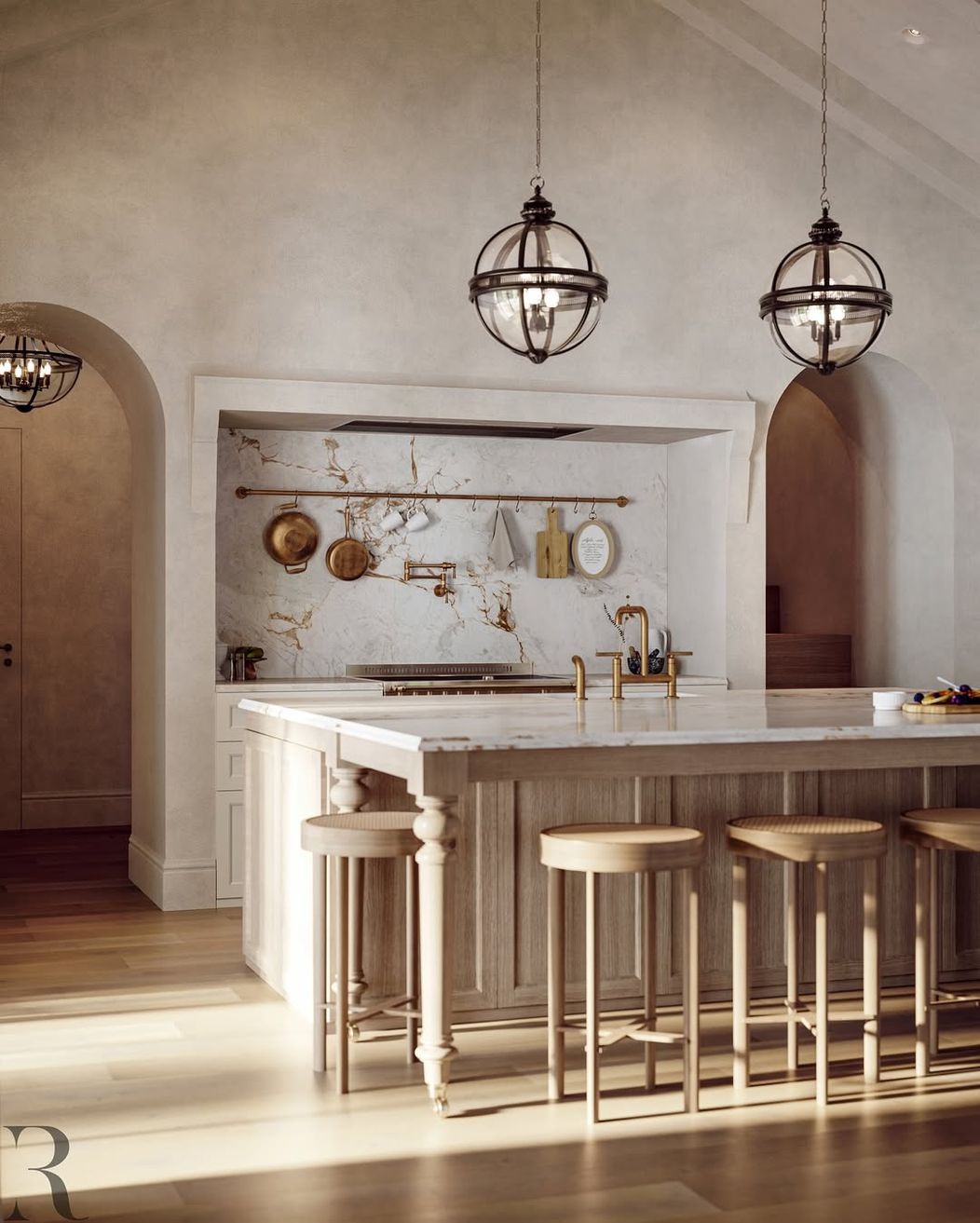 Warm light, golden touches, and timeless details 🖤This kitchen blends rustic charm with refined (1)