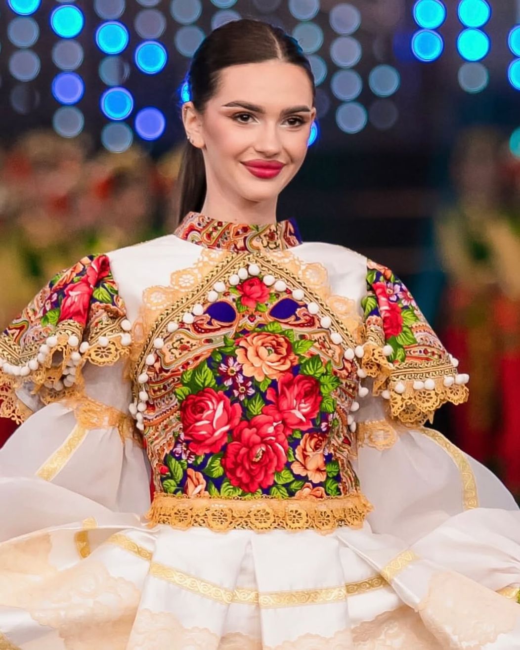 Miss World România @alexandra.beatrice shining on the big stage of @missworld   Traditional costume by @victoria_sava