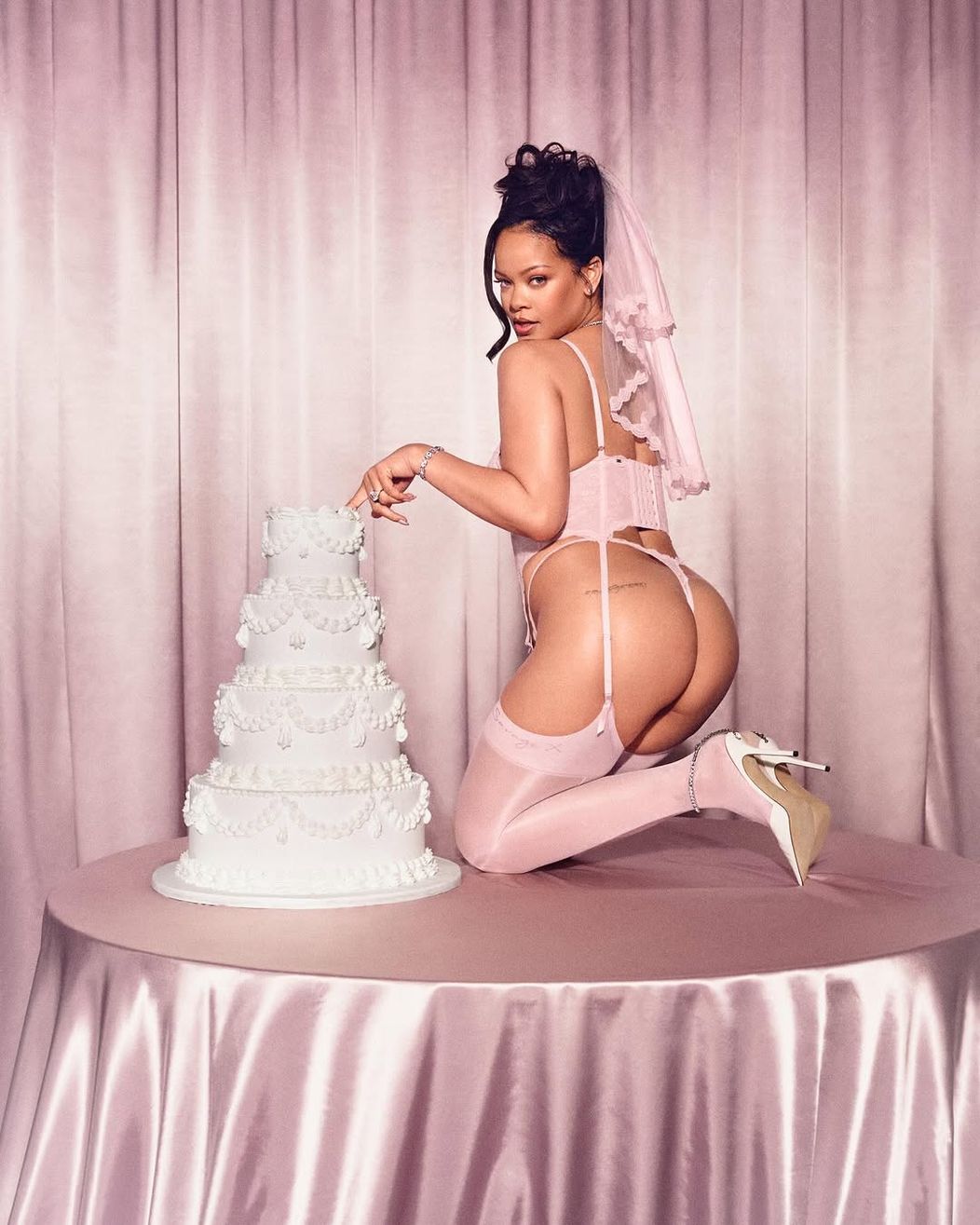 Rihanna models sexy lingerie from her brand Savage X Fenty’s new Bridal Edit collection. The line is now on sale!#Rihanna#SavageXFentyPhotos- Savage X Fenty