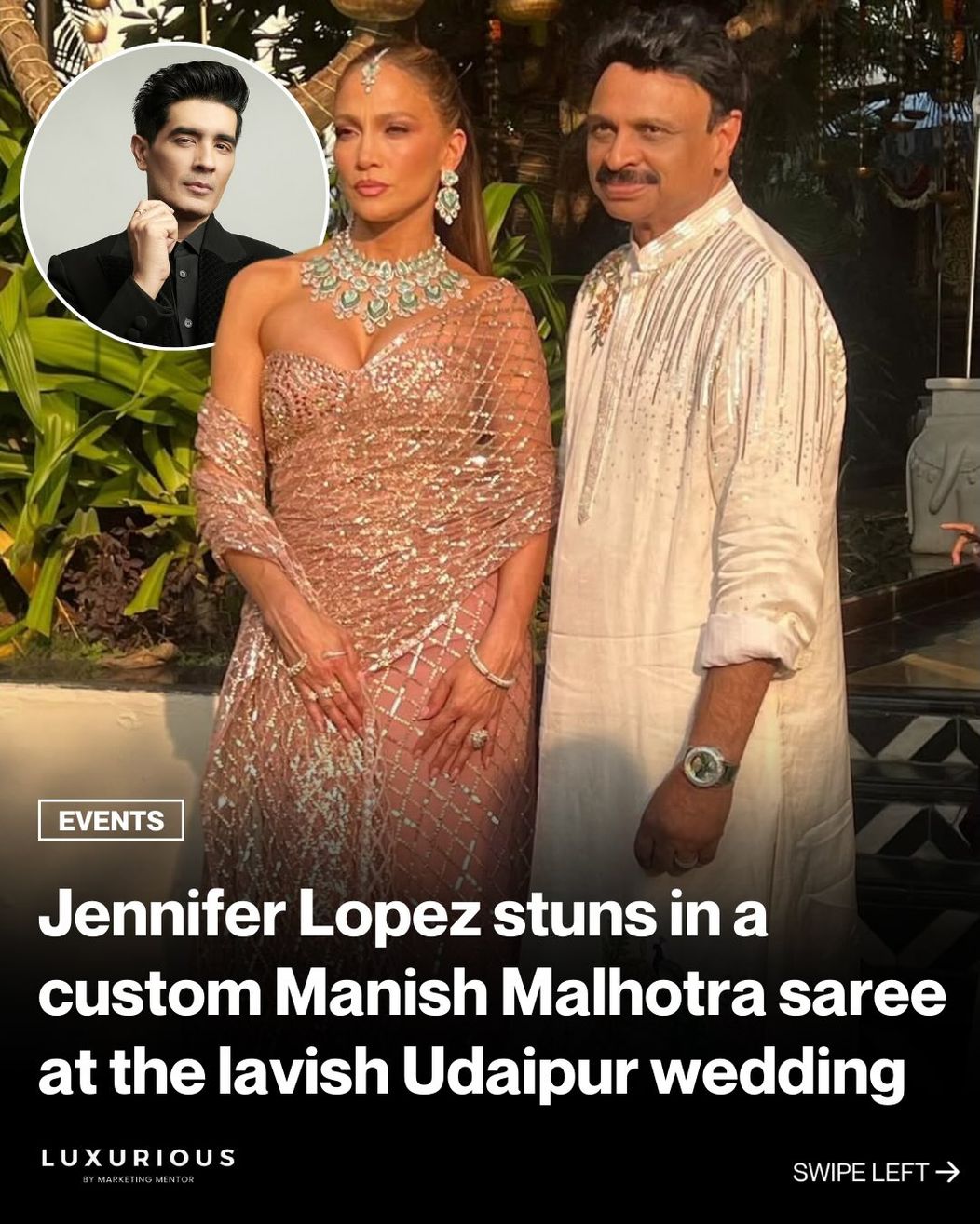 Jennifer Lopez stuns in a Manish Malhotra saree featuring Swarovski crystal floral detailing and (2)