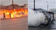 Imagini devastatoare cu autobuzul care a ars în Brăila! Flăcările uriașe au cuprins vehiculul și l-au făcut scrum. Primele informații