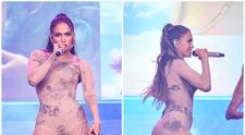 Se apropie ușor de 60 de ani, dar visează la ea și tineri de 20! J Lo, apariție incendiară într-un costum "invizibil", care dădea senzația că nu poartă haine