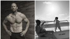 Jason Statham, așa cum rar îl vezi! Durul de la Hollywood, un tătic cool și devotat: cum își învață fiul să practice surf