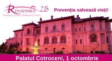 Fundația Renașterea marchează 25 de ani de activitate.  Palatul Cotroceni îmbracă lumina roz ca simbol al speranței și solidarității în lupta împotriva cancerului de sân