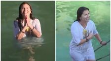 Cine e cântăreața care s-a scufundat într-un lac de Bobotează, pe rit vechi. „Trebuie să știi cum să lucrezi cu interiorul tău ca să nu-ți fie frig”