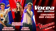 Miruna Rumina, Louis Florea și Eduard Sebastian vor fi Vocea din online în sezonul 13 Vocea României!