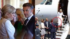 Moment stânjenitor pentru Emmanuel Macron la sosirea în Marea Britanie. Gestul ignorat de soția sa, Brigitte Macron