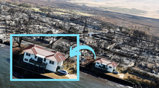 Singura casă care a rămas în picioare după incendiile devastatoare din Lahaina, insula Maui