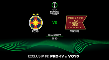 FCSB – Viking se vede la PRO TV și pe VOYO! Meciul se joacă pe 18 august 2022, de la ora 21.30