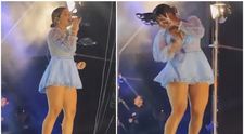 Celebră cântăreață, la un pas de tragedie! O dronă a lovit-o pe scenă, în timpul unui concert VIDEO