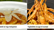 Cavatelli al ragu bolognese si tagliatelle al sugo di scampi
