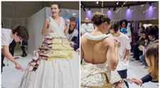 Ea este tânăra care a purtat prima și cea mai mare rochie de mireasă tip tort din lume. Desertul exclusivist cântărea peste 130 de kilograme