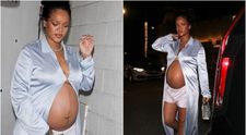 Rihanna, cel mai șocant look de până acum: pare că și-a uitat hainele acasă și a ieșit în pijama la cină