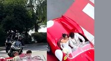 S-au căsătorit în mare secret, într-un cadru de basm! Alexandra și pilotul Charles Leclerc, filmați în timp ce plecau de la ceremonie într-un Ferrari de peste 10 milioane de euro