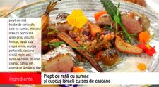 Piept de rata cu sumac si cuscus israeli cu sos de castane