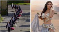 Zeci de coșuri cu trandafiri la picioarele ei, la primele ore ale dimineții. O influenceriță arată cum o răsfață soțul
