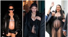 Rihanna a început spectacolul ținutelor provocatoare cu burtica la vedere! Vedeta ar fi deja în luna a șasea de sarcină