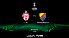 Sepsi – Djurgardens se joacă la PRO ARENA și pe VOYO! Meciul de pe 04 august, de la ora 21.00, se vede live AICI