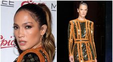 J Lo, curajoasa: a imbracat aceeasi rochie ca un model inalt, cu corp perfect si picioare interminabile. Cum arata diva latino