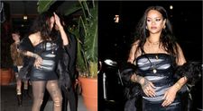 Fashionista adevărată sau lipsă totală de bun gust? Rihanna, într-o rochie din fâșii, cu dresul rupt: 