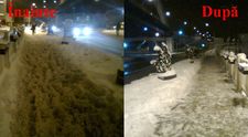 Protest impotriva indiferentei. Un student din Grozavesti s-a apucat sa curete trotuarele din Bucuresti de unul singur: 