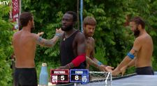 Reacția lui Blaze după ce câștigă punctul în fața lui Nedelcu 