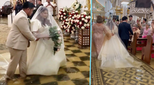 Video viral | Mireasa, dusă la altar în biserica inundată. Și-a distrus rochia pentru iubirea vieții