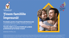 (P) Susține Fundația pentru Copii Ronald McDonald printr-o donație lunară și ajută-ne să ținem familiile împreună