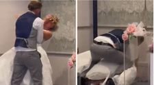 Un mire a stârnit valuri de indignare pe TikTok după ce și-a ”atacat” mireasa cu tort până a lăsat-o lată