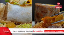 Ou confiat cu ruladă din duxelles de ciuperci și cotlet de miel cu drob reinterpretat și cartofi afumați în fân