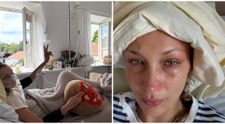 Bella Hadid și-a speriat fanii: a apărut cu lacrimi în ochi, cu o perfuzie în braț și cu un tub de oxigen pe patul de spital