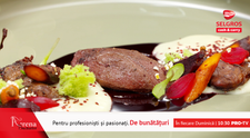 ARENA BUCĂTARILOR: Porumbel sous-vide cu cartofi mousseline și sos de vin roșu cu vișine