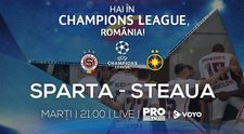 Meciul dintre Sparta Praga si Steaua Bucuresti este transmis LIVE, astazi, de Pro TV, de la 21:00