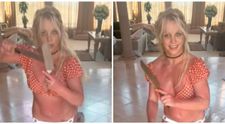 VIDEO Britney Spears și-a îngrozit fanii după ce s-a filmat când dansa cu două cuțite în mâini