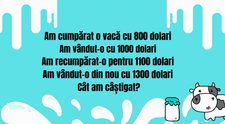 Problema de matematică de clasa a III-a care a împărțit internetul. Cu câți bani rămâne proprietarul după ce vinde vaca?