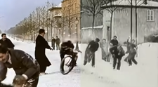 Cea mai veche bătaie cu zăpadă surprinsă de o cameră video, transformată cu Inteligența Artificială