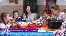 VIDEO Doar o ciorbă să-ți mai pun: o mamă și trei fiice fac ciorbă din gălbiori cu jumări