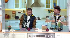 Mic dejun pe dos la Săriți de pe fix: Lucian Ghimiși și Drăcea gătesc cu capu-n  jos! Rețeta specială... „Este pentru cei care poate nu mai au dinții la fel de tari.”