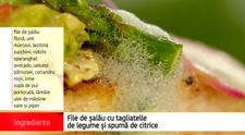 File de salau cu tagliatelle de legume si spuma de citrice