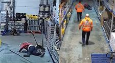 Imagini greu de privit! Un muncitor s-a prăbușit prin acoperiș și a căzut direct peste un utilaj: „Este norocos că trăiește”