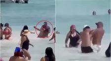 Scene șocante la plajă! Un bărbat, care a bătut două femei, a fost luat la pumni de mai mulți turiști. Momentul, surprins de martori