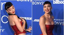 Katy Perry, apariție ridicolă. Rochia pare că acoperă tot, dar când s-a întors cu spatele, fanii au avut un șoc