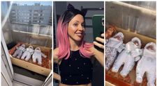 O mămică influencer a stârnit furia urmăritorilor după ce a postat un video cu tripleții care dorm iarna pe balcon. Oamenii s-au întrecut în comentarii de panică: „Vai, dacă pică vreo țigară de la vecinu...”