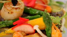 File de dorada cu fructe de mare si mix de ciuperci cu caviar de aceto balsamico