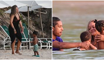 Așa arată fericirea! Rihanna, ipostaze rare alături de cei doi copii și iubitul A$AP Rocky pe o plajă din Barbados