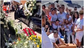 Imagini dureroase de la înmormântarea celor trei frățiori morți în teribilul accident din Spania! Părinții lor au venit în scaune cu rotile: „Hai la mama!”