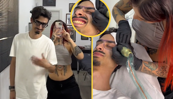 Cel mai stupid tatuaj făcut vreodată. Ce a apărut pe fața unui tânăr după o ședință la salon